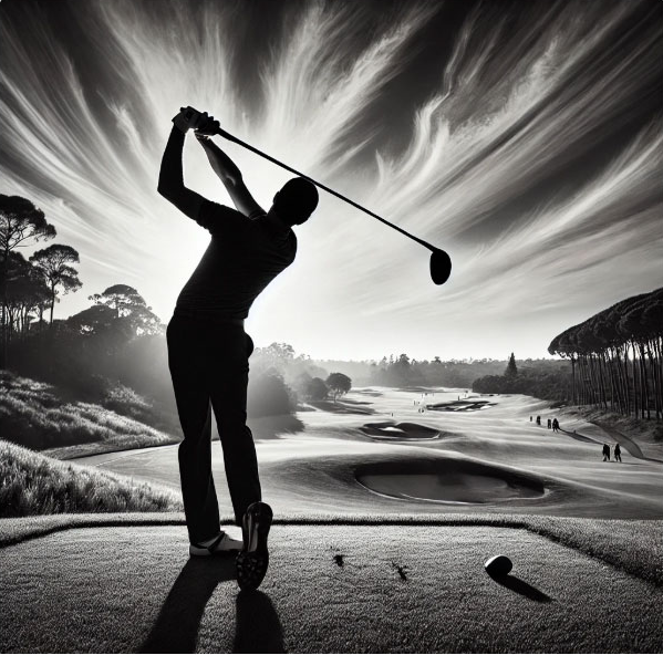 Golfer swinging club